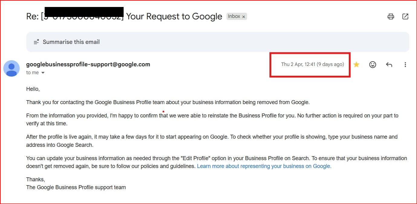 GMB reinstatement case 1