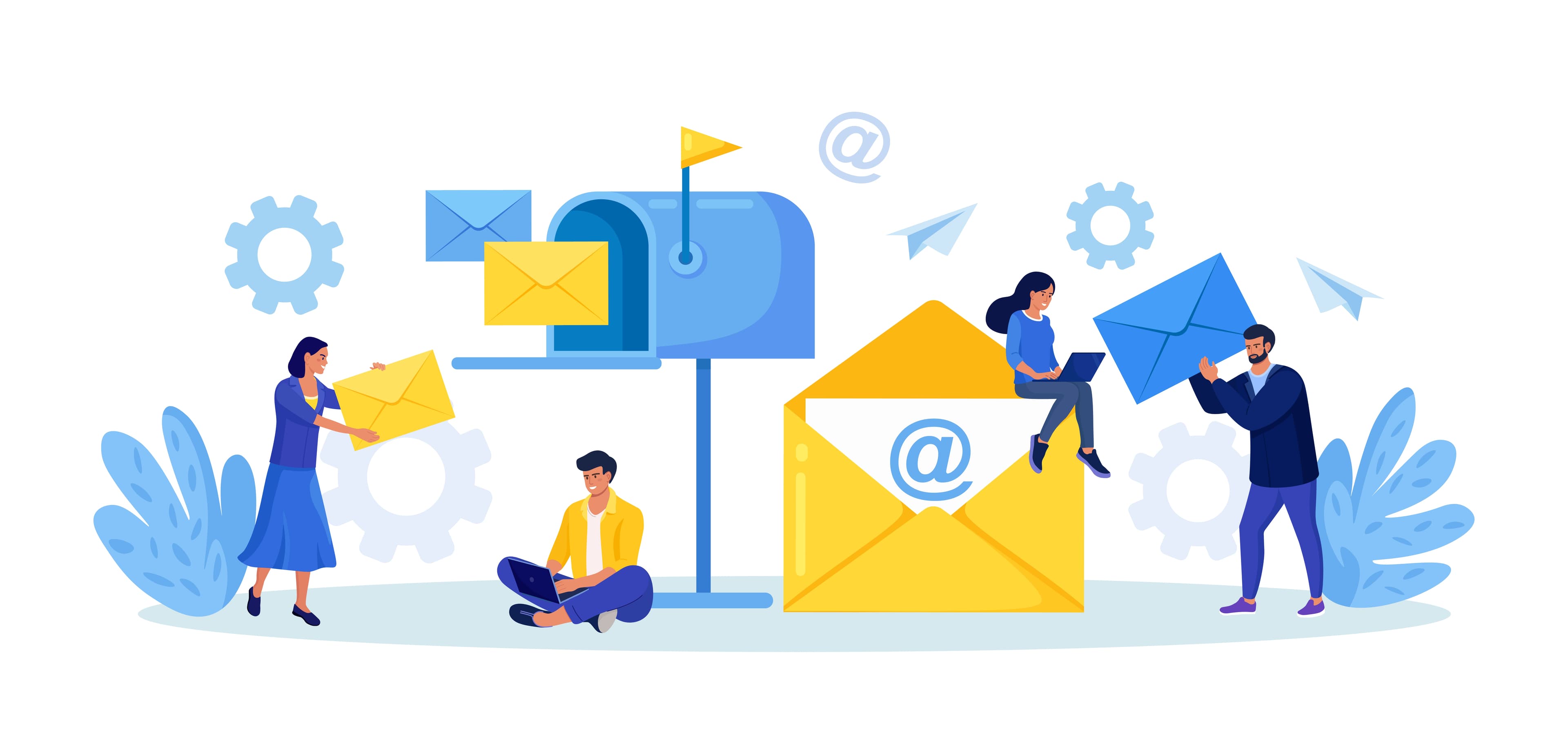 Digital contact and email communication illustration